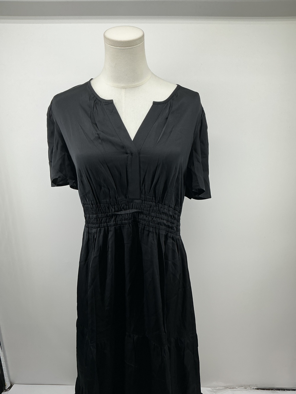 Washable Stretch Silk Tiered Maxi Dress